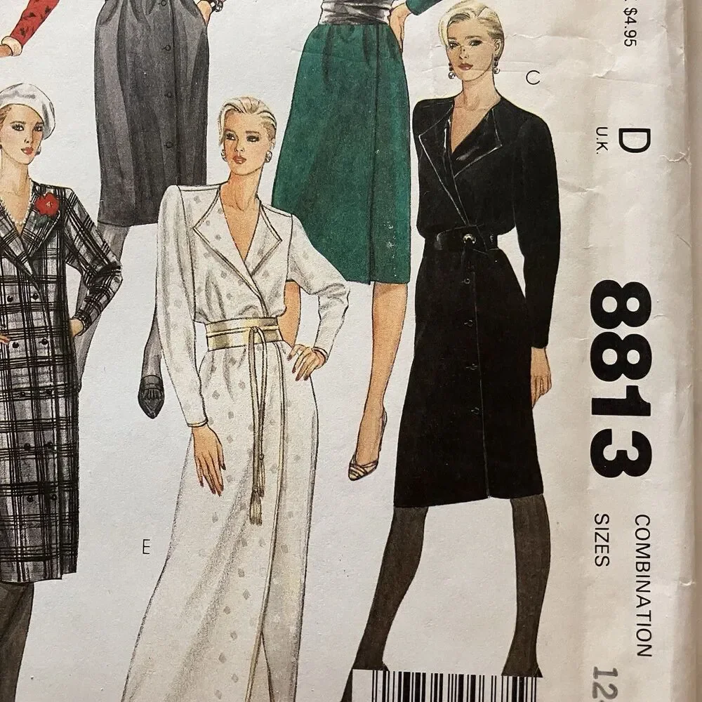 McCall Sewing Pattern 8813 Women’s Dresses Size 12, 14 & 16 Vintage Uncut‎